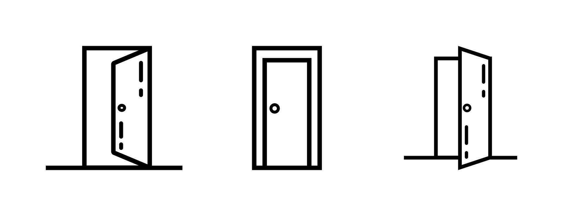 Door Lineal Icon Symbol Vector. Black Outline Door Icon vector
