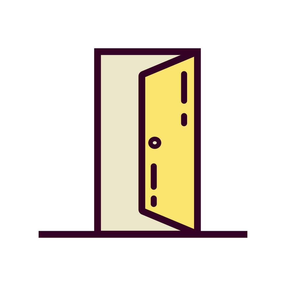 Door Icon Vector Illustration. Door Lineal Color Icon