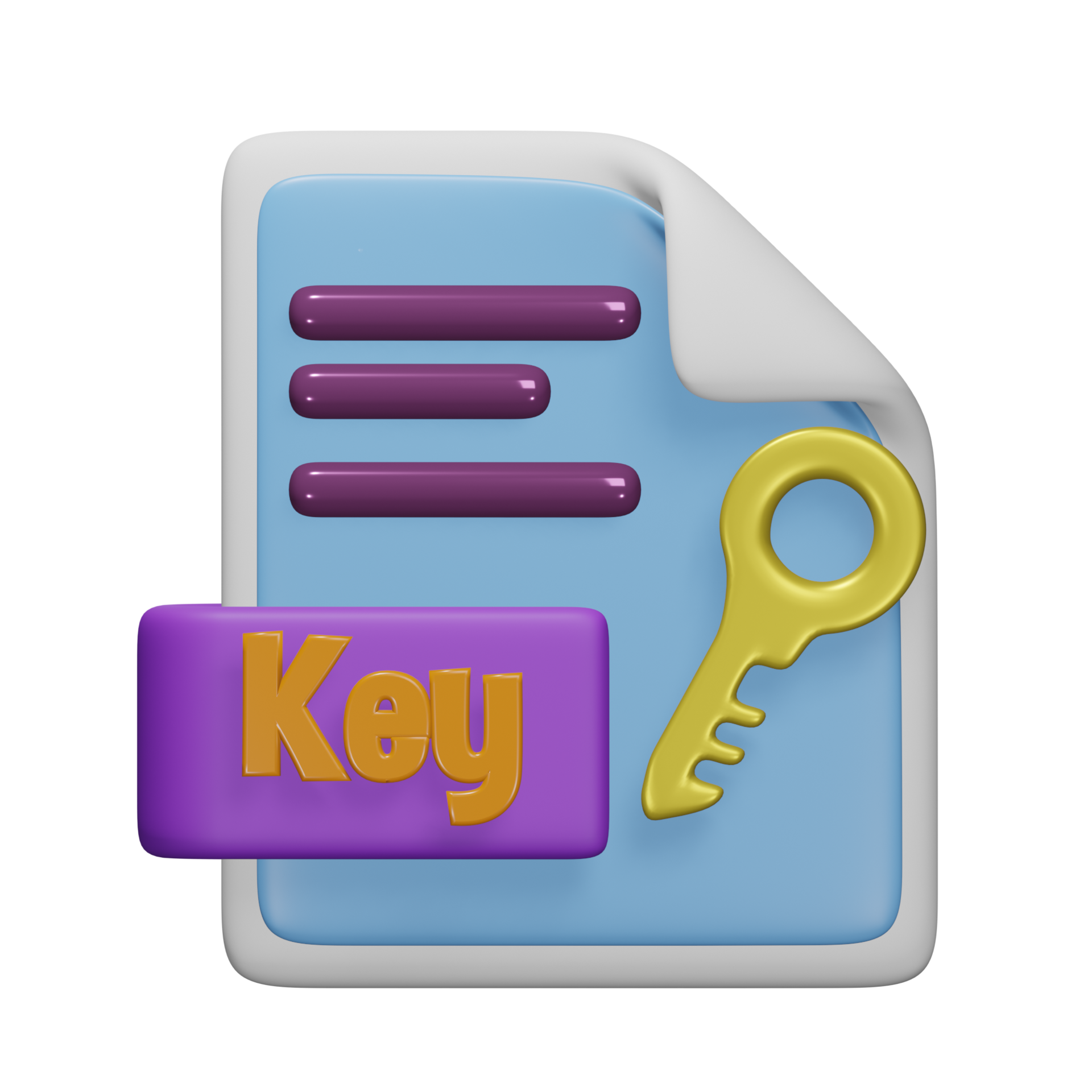 Key file 3d render cute icon illustration folder file format 24485761 png