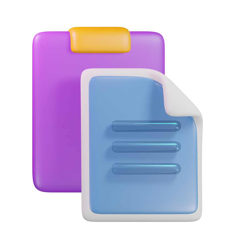 Paste file 3d render cute icon illustration folder file format png