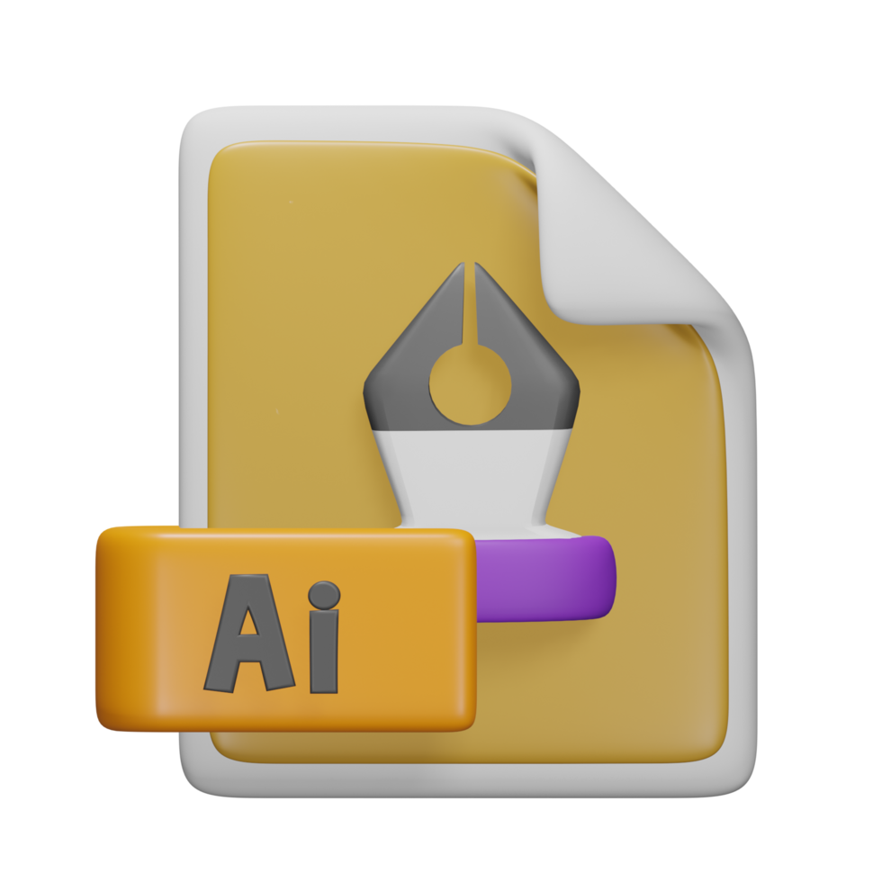 Ai file 3d render cute icon illustration folder file format png