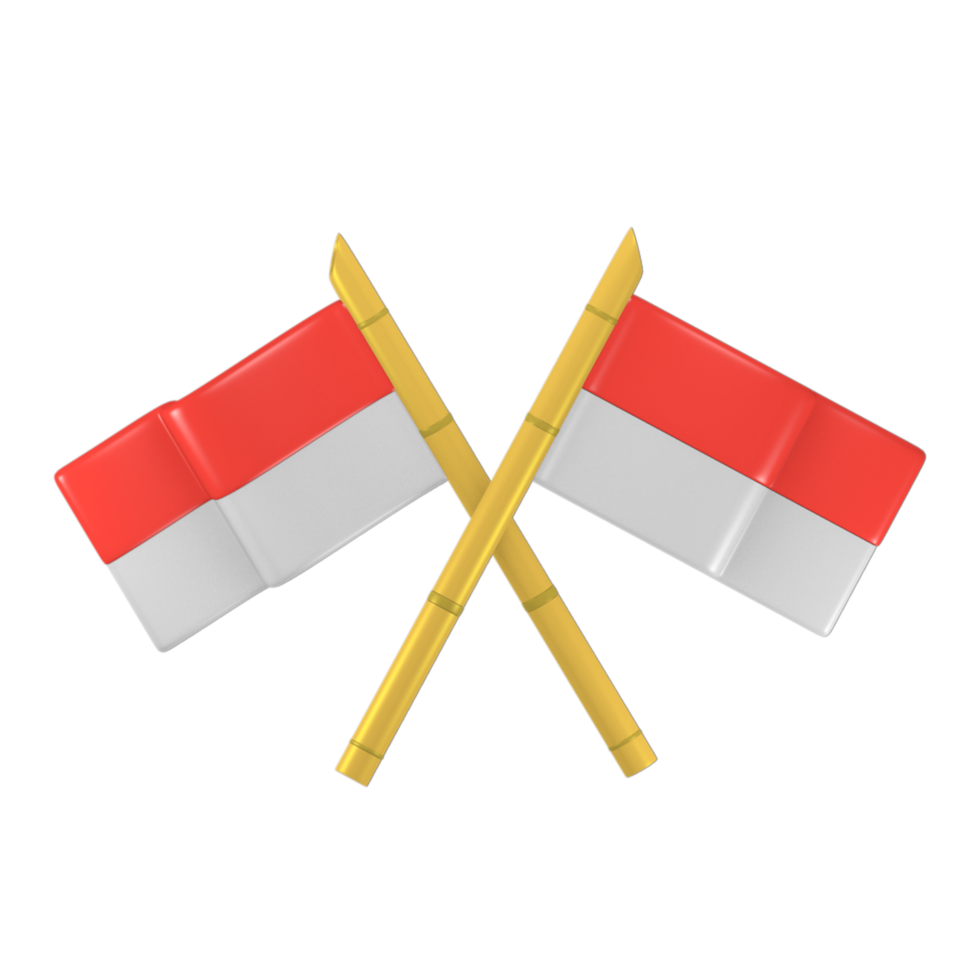 bamboe vlag Indonesië 3d geven schattig icoon met de thema van onafhankelijkheid Indonesië png