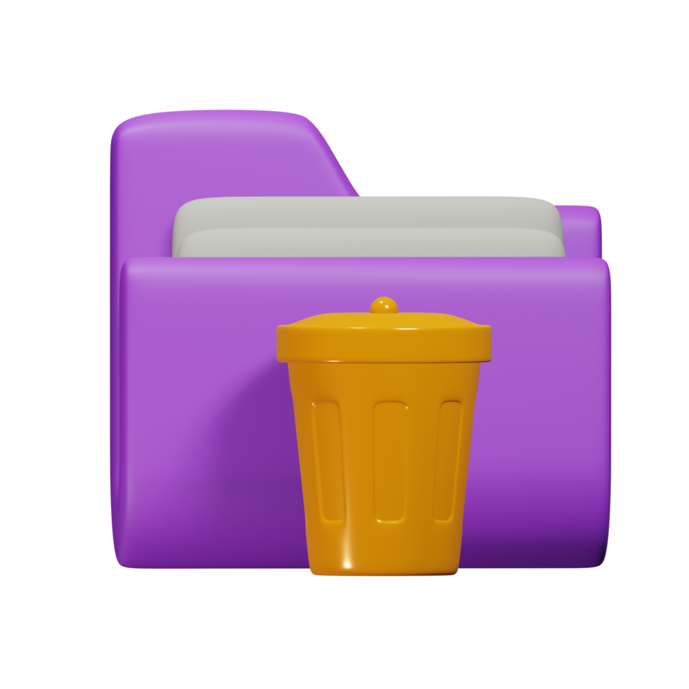 Trash file 3d render cute icon illustration folder file format png
