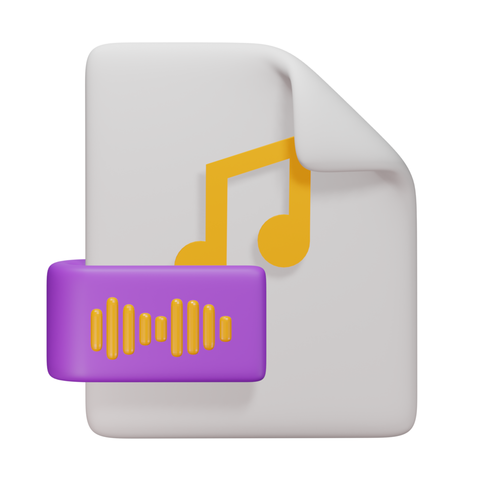 Audio file 3d render cute icon illustration folder file format png