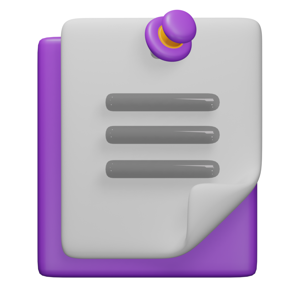 note pin 3d render cute icon illustration folder file format png