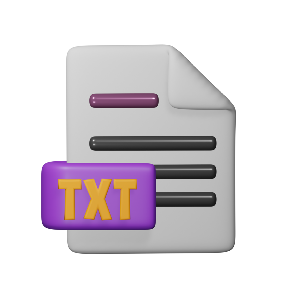 text file 3d render cute icon illustration folder file format png