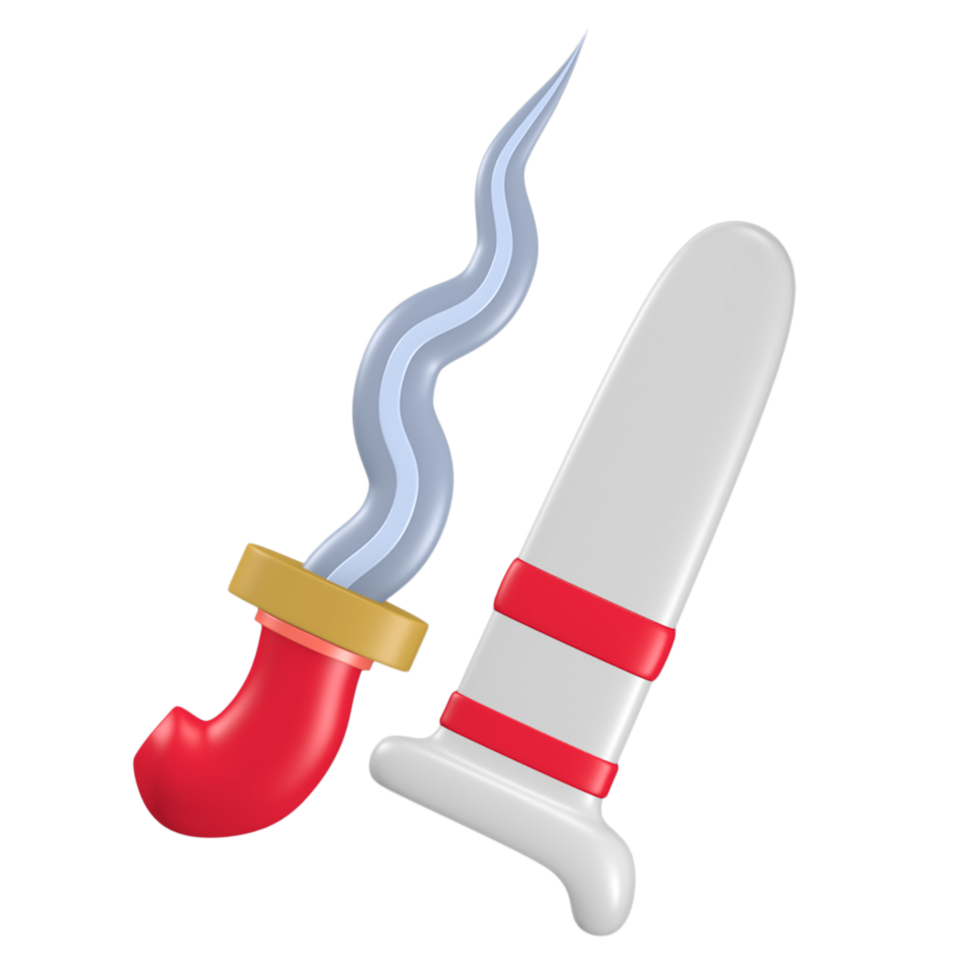 keris 3d render cute icon with the theme of independence Indonesia png