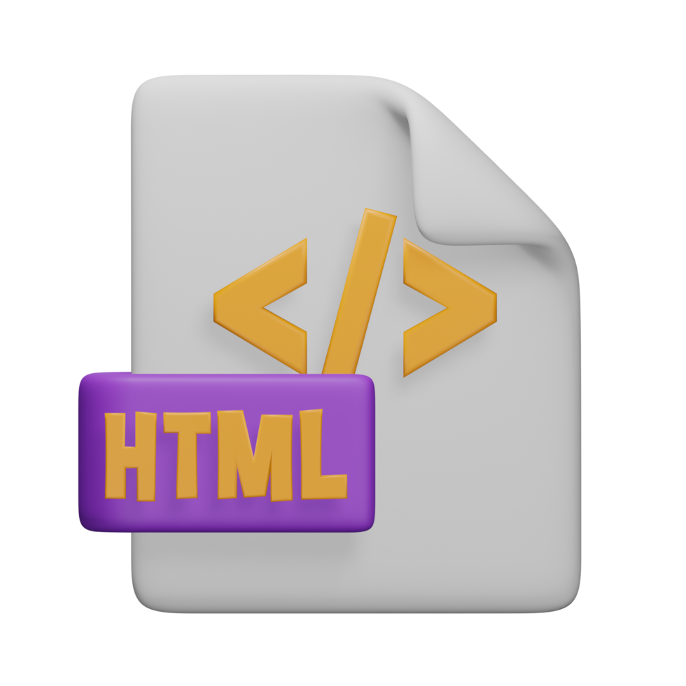 HTML 3d render cute icon illustration folder file format png