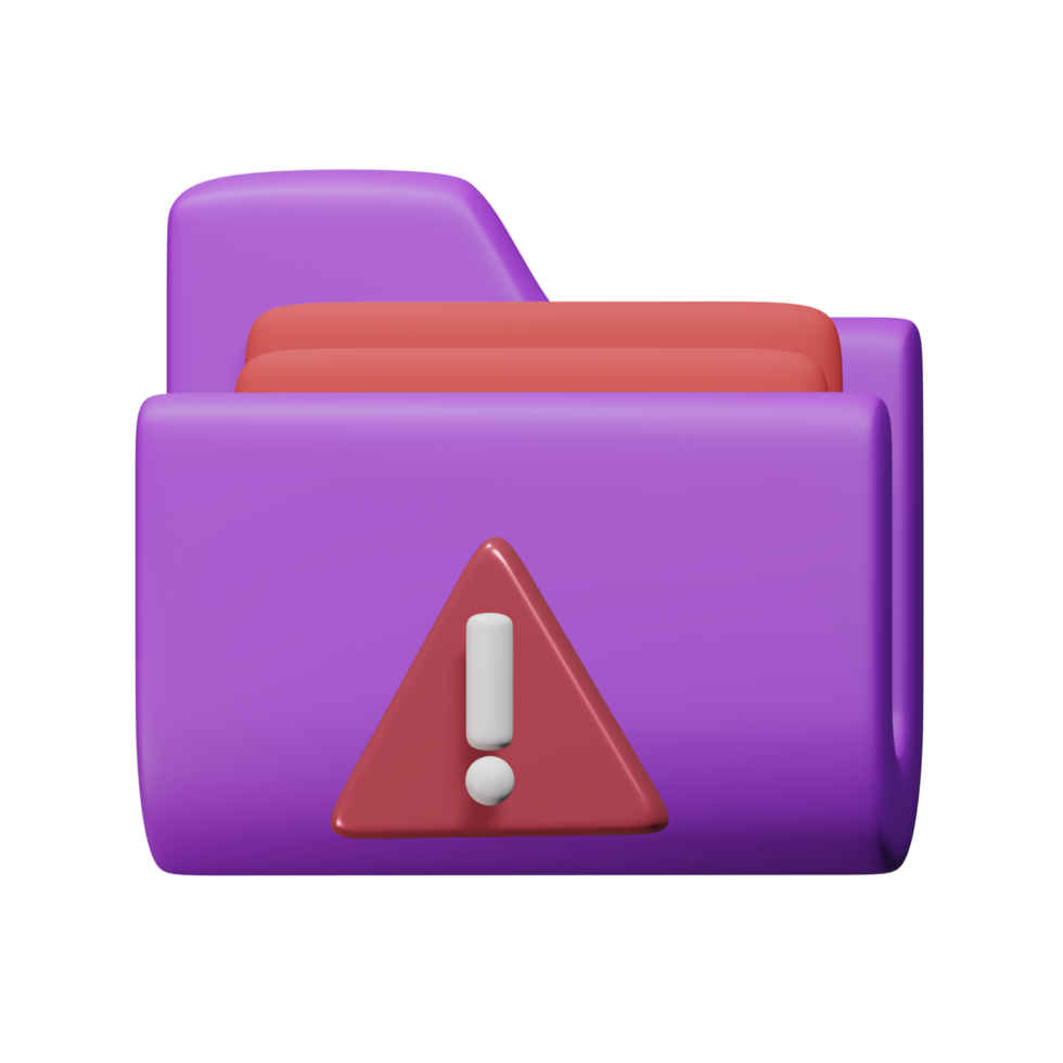 danger file 3d render cute icon illustration folder file format png