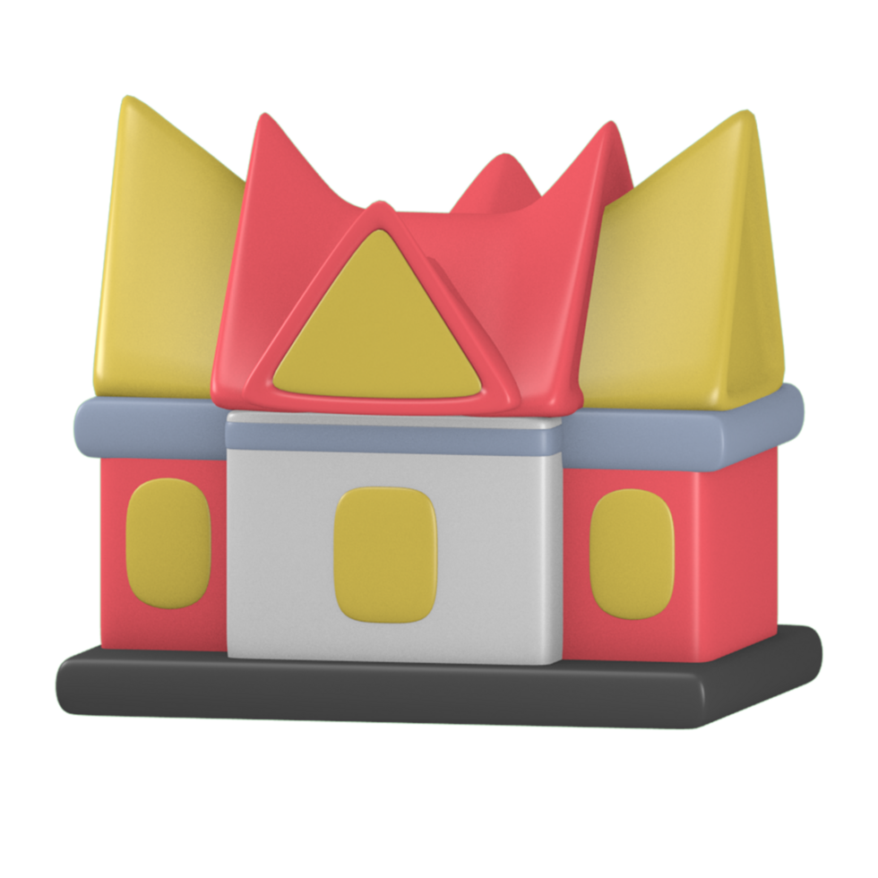 Gadang house traditional 3d render cute icon with the theme of independence Indonesia png