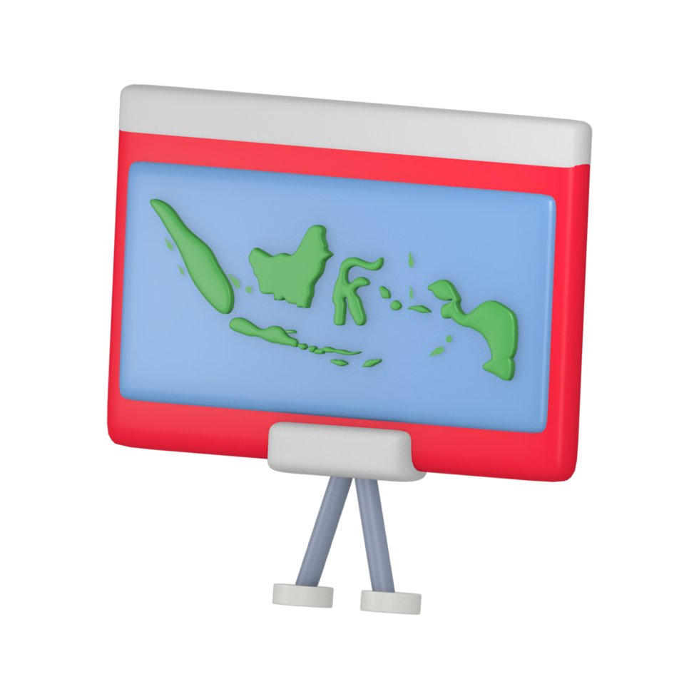 indonesia map 3d render cute icon with the theme of independence Indonesia png