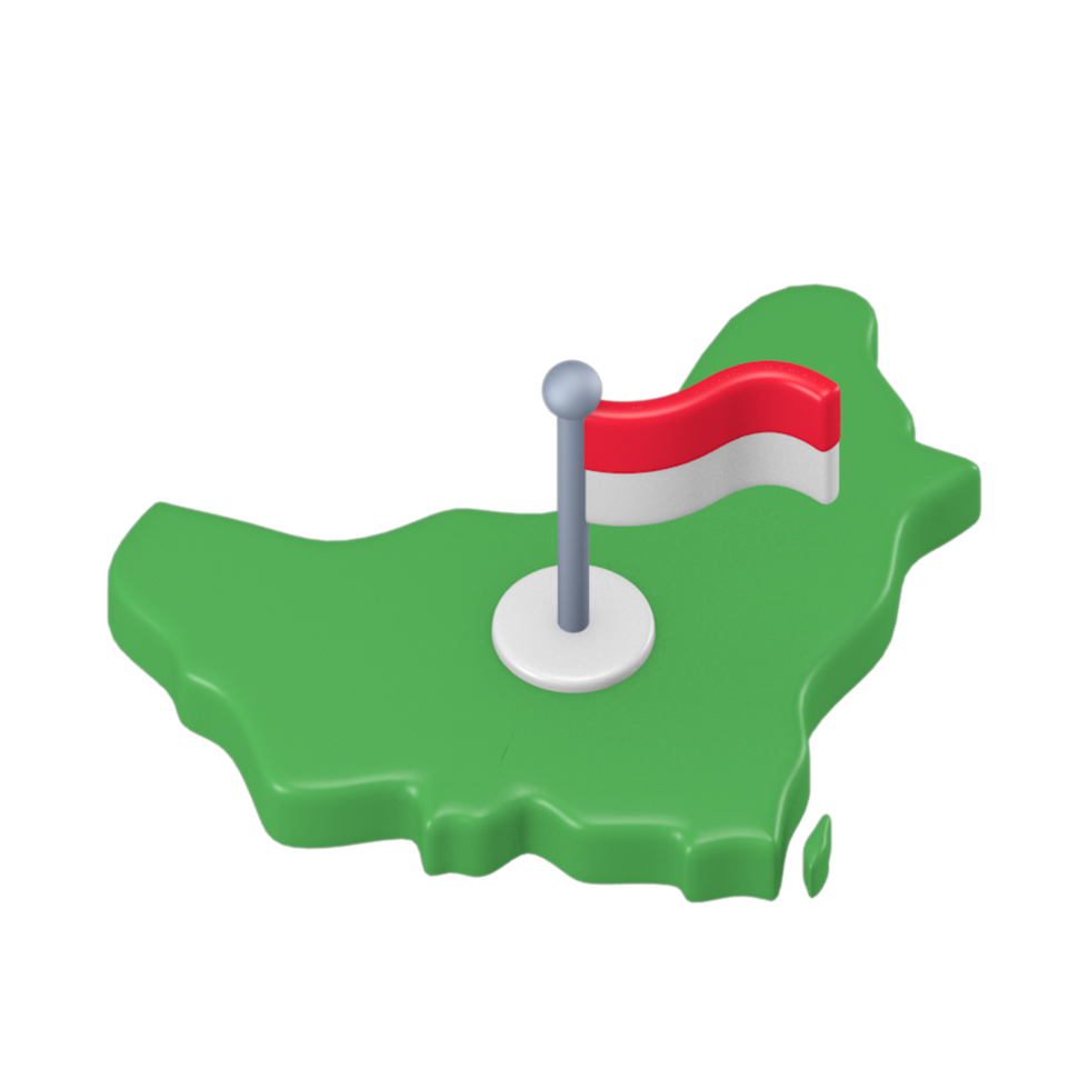 borneo island 3d render cute icon with the theme of independence Indonesia png