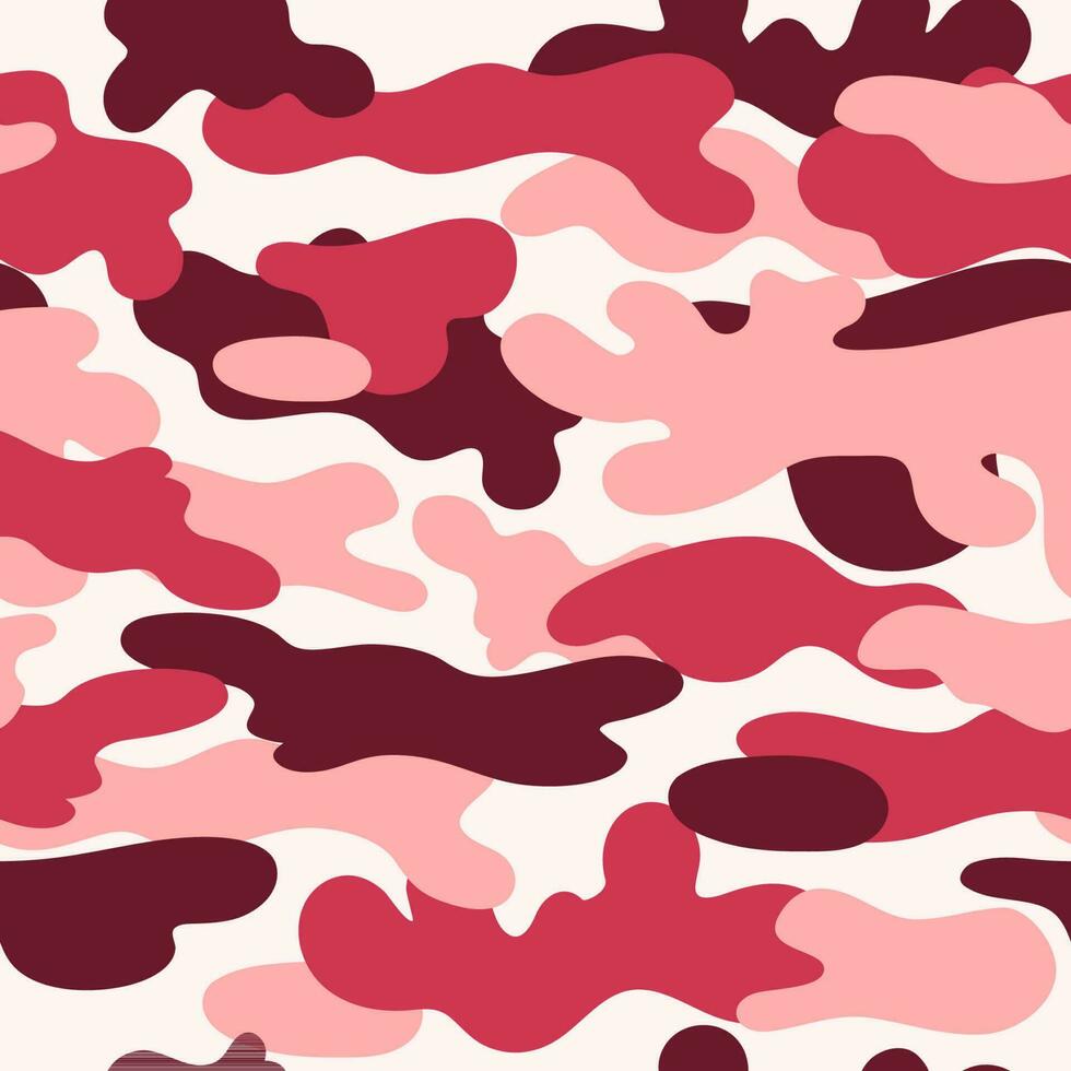Seamless pink camouflage pattern Fashion pink camo texture background Abstract vector illustration for uniform cloth design Repeat camouflage wallpaper fabric textile print Pink dirty forest texture.