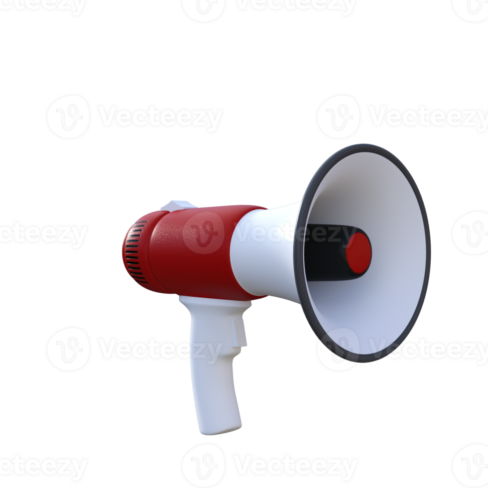 Red and white megaphone isolated 3d png