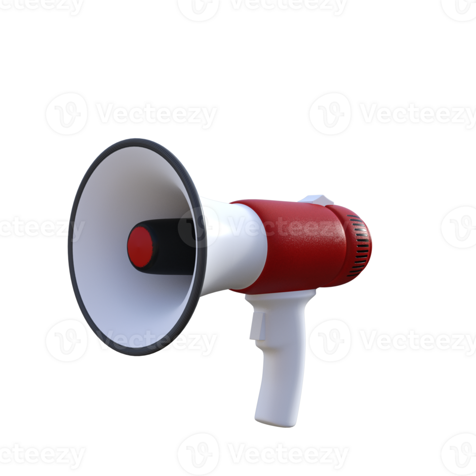 Red and white megaphone isolated 3d png