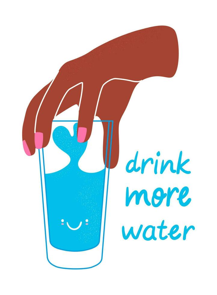 Hand holding a glass of water vector illustration