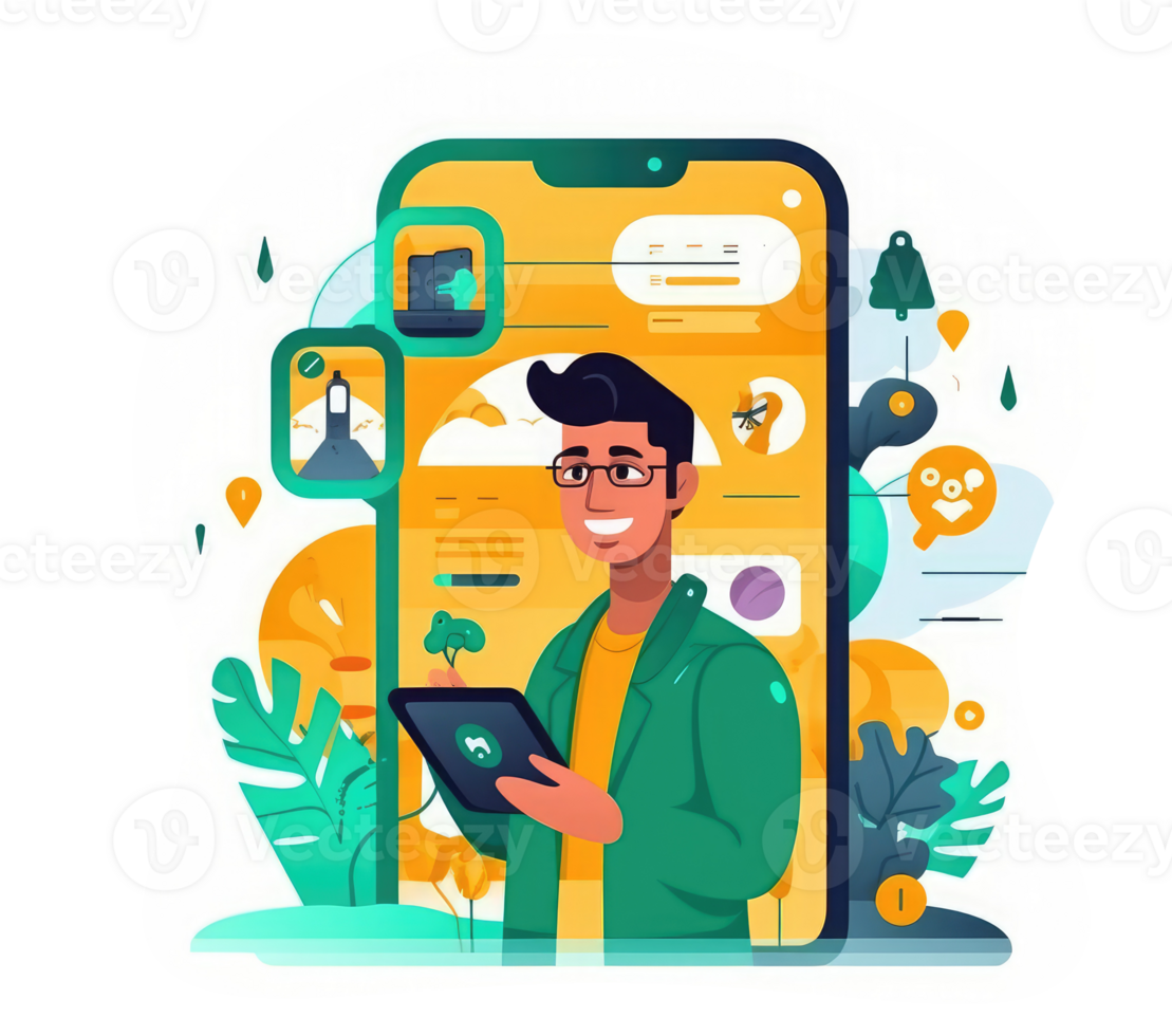 Create image that shows entrepreneur using the app in their business . png