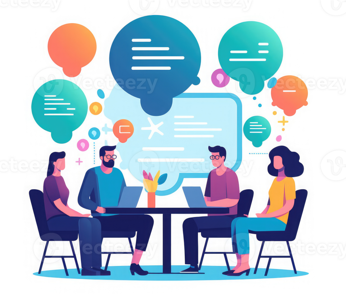 groupe de consultants en pensant à propos Comment elles ou ils pouvez utilisation bavarder gpt à créer présentations . ai généré png