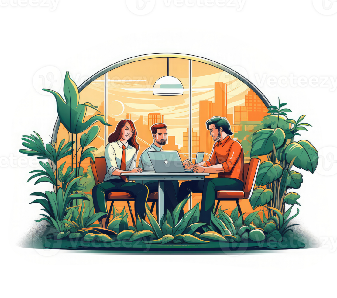 office environment people working on laptop . png