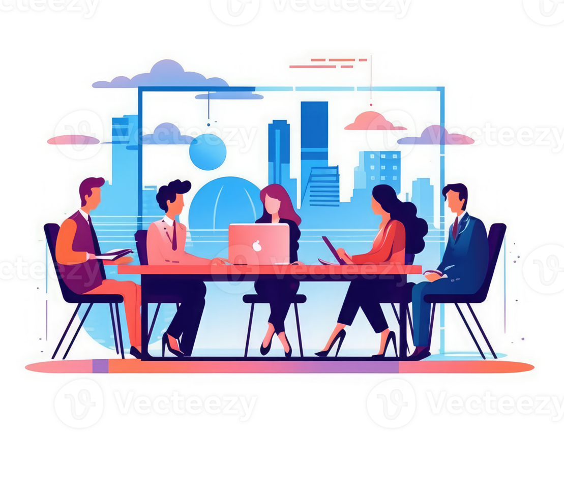 A group of professionals working together at a table or using digital collaboration and communication tools to efficiently manage project . png