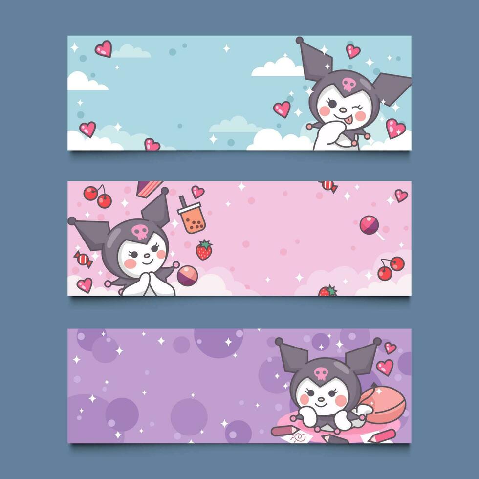 Set of Cute Bunny Banner vector