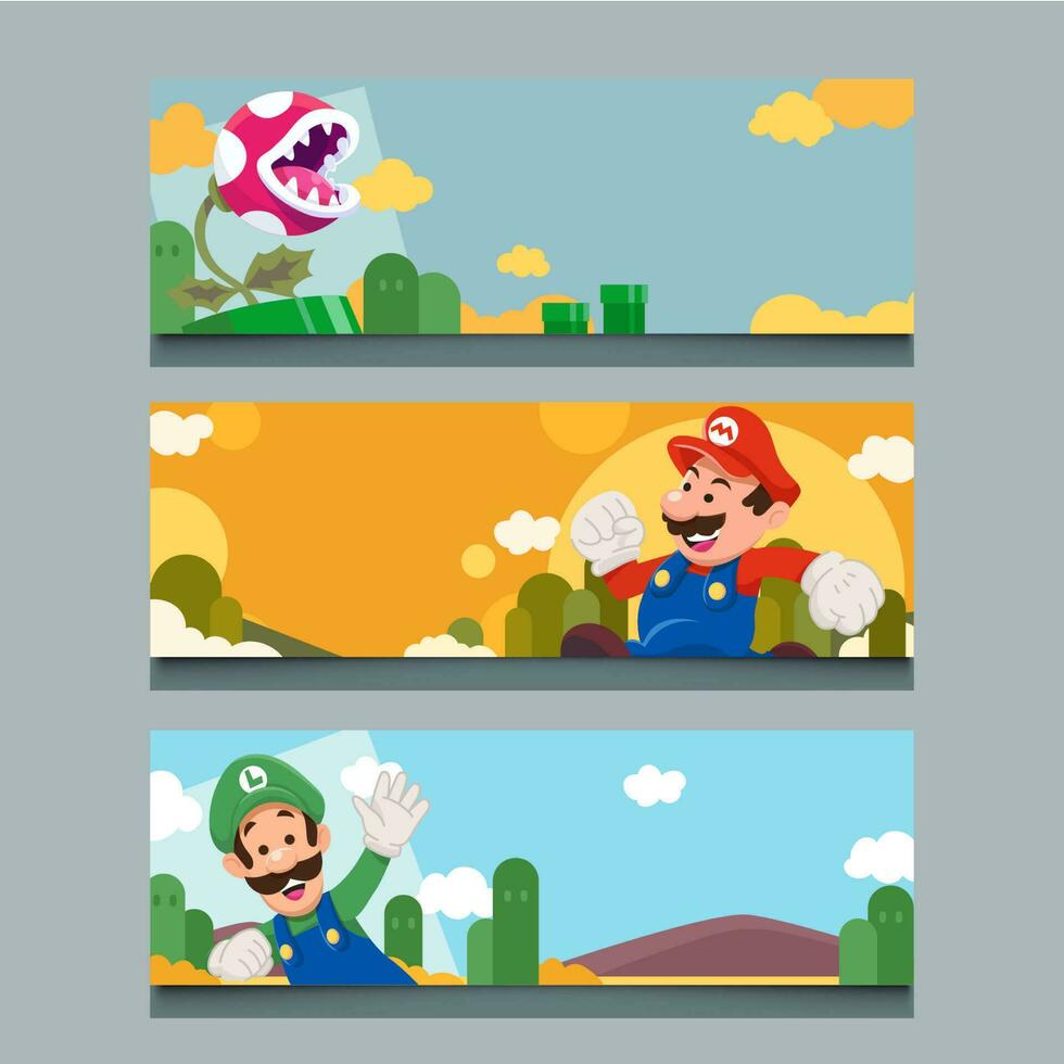 Set of Mushroom Hero Banner vector