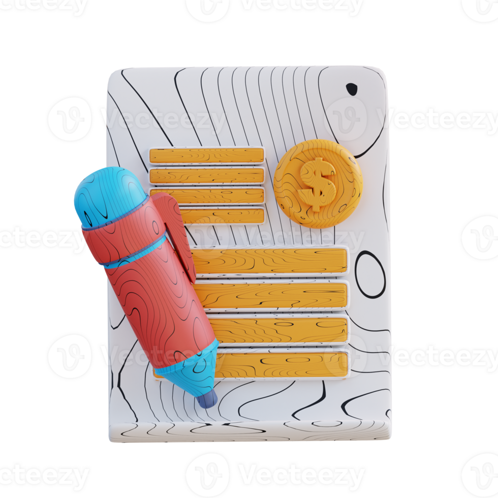 3d illustratie financieel Vermelding document png