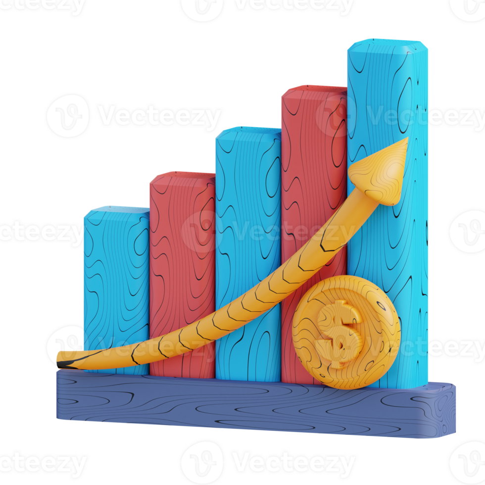 3d illustratie diagram stijgende lijn png