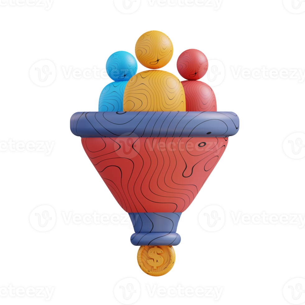 3D illustration sales funnel png