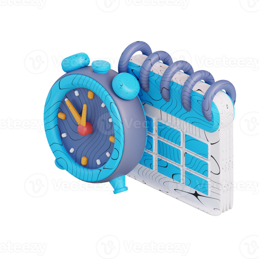 3d illustration clock and schedule calendar png