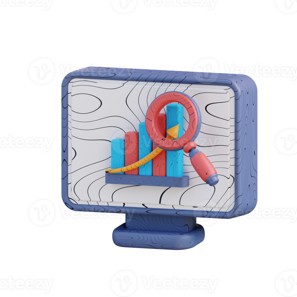 3d illustration of graph analysis on computer png