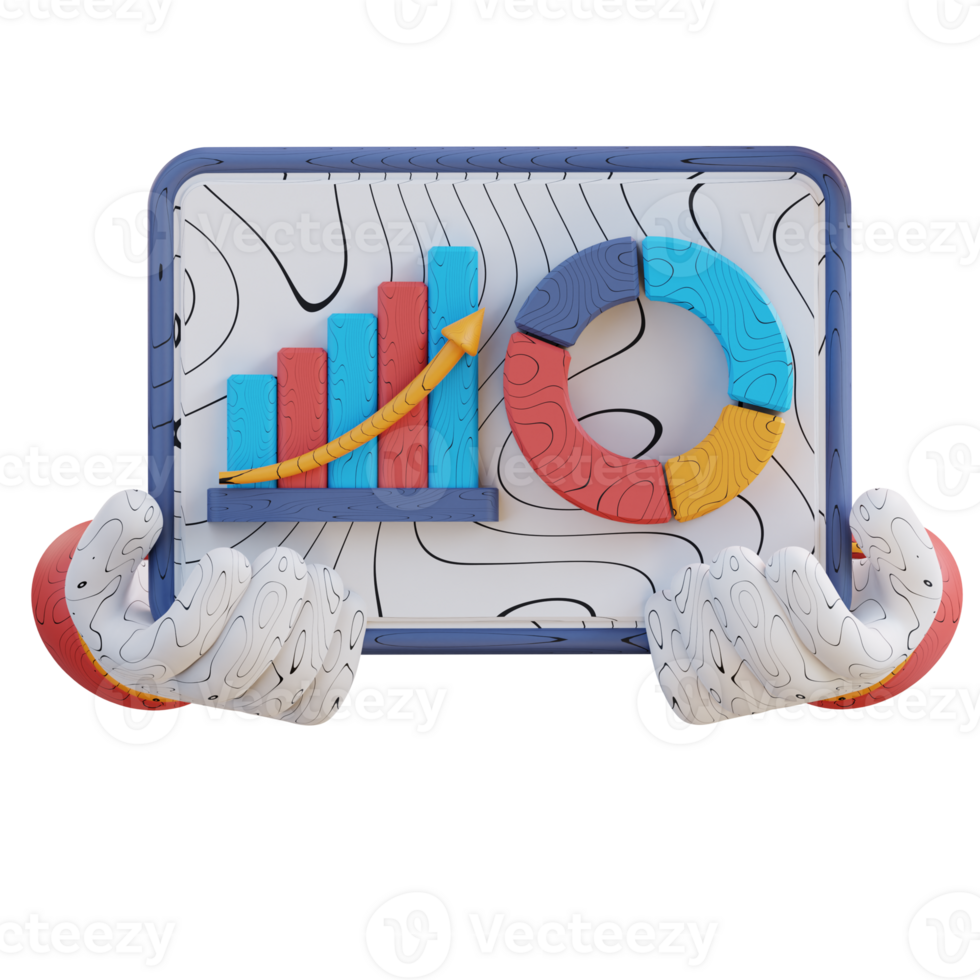 3d illustration hand holding business graph presentation png