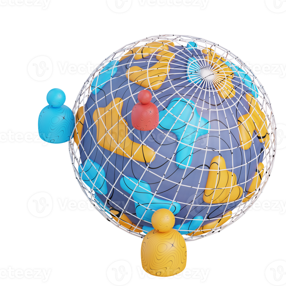 3d illustrazione di attività commerciale globale Rete png