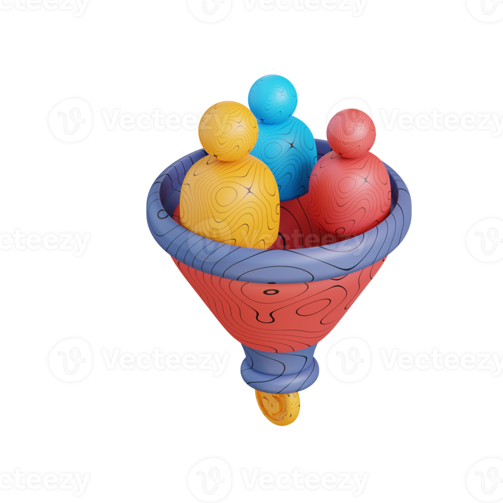 3D illustration sales funnel png
