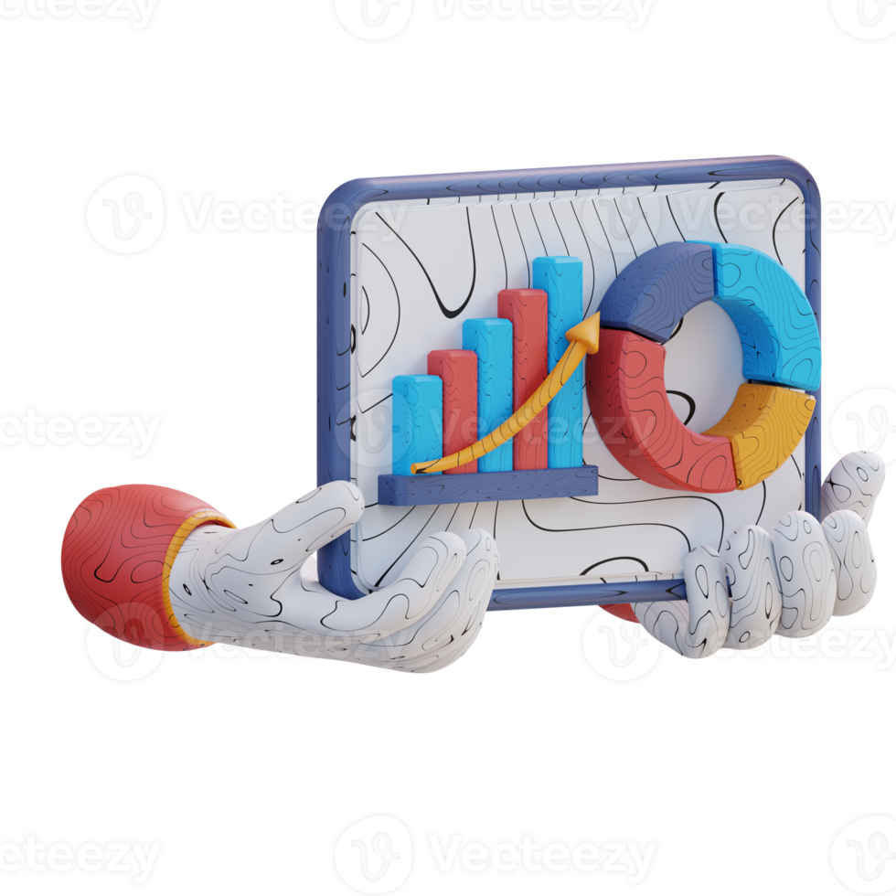 3d illustration hand holding business graph presentation png