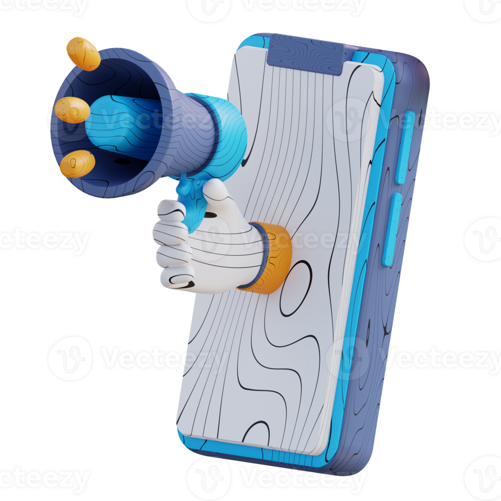 3d illustration of mobile marketing promotion png