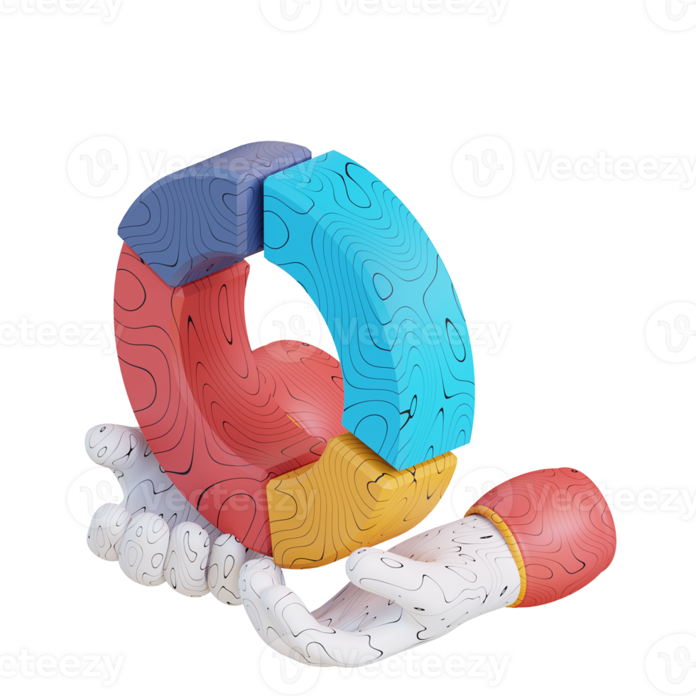 3d Illustration Hand halten Kreis Infografik png