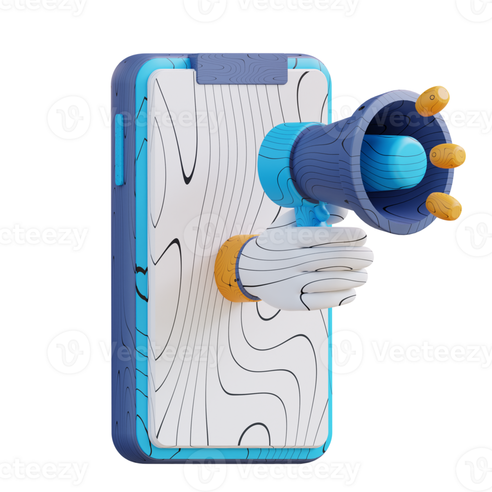 3d illustration of mobile marketing promotion png