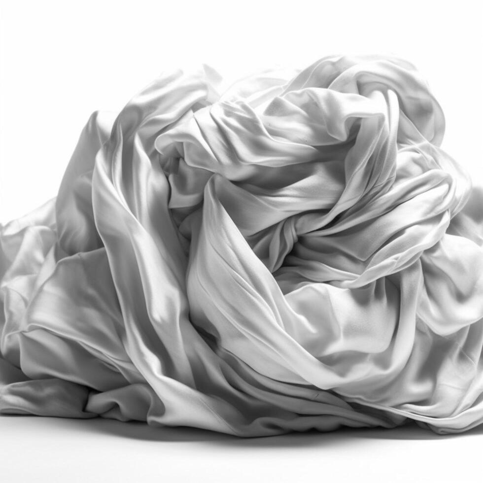 Close up of crumpled cloth on a white background photo