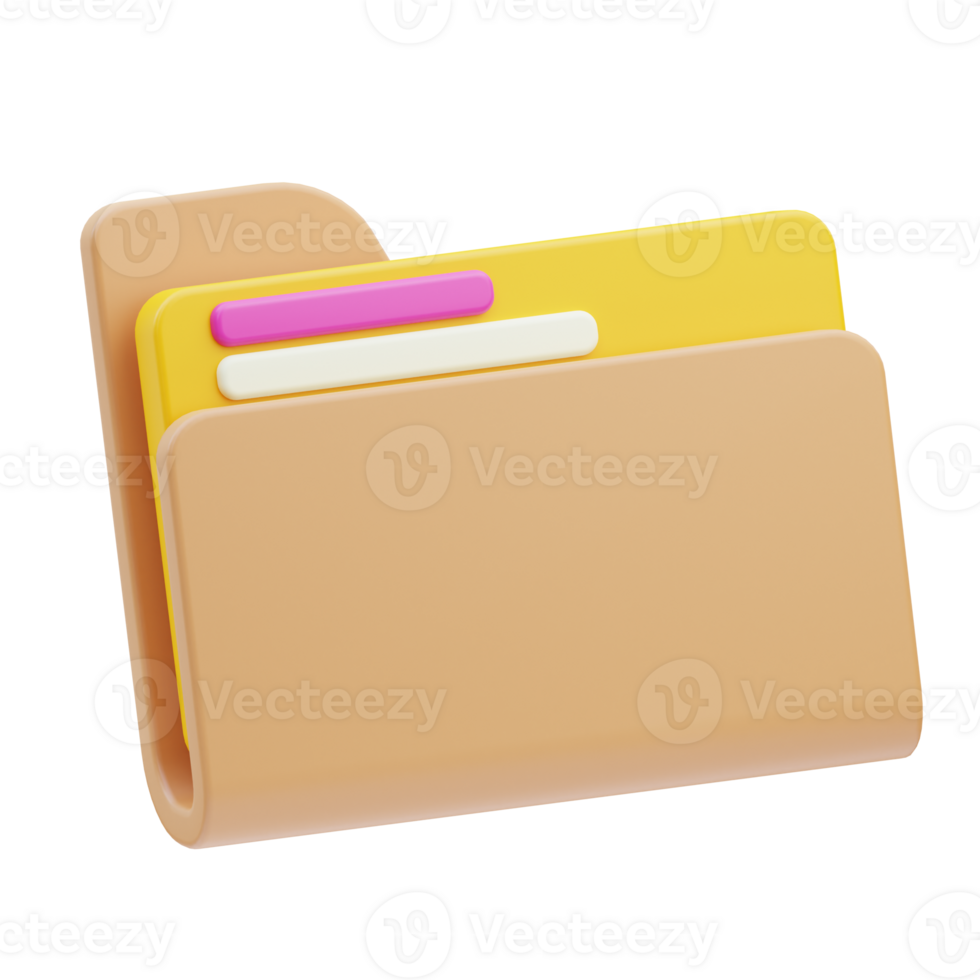 Folder stationery, 3D Illustration png
