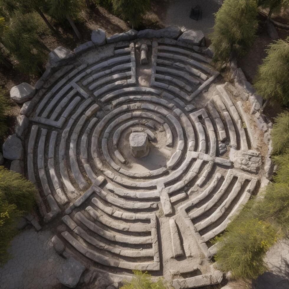 Stone maze top view photo
