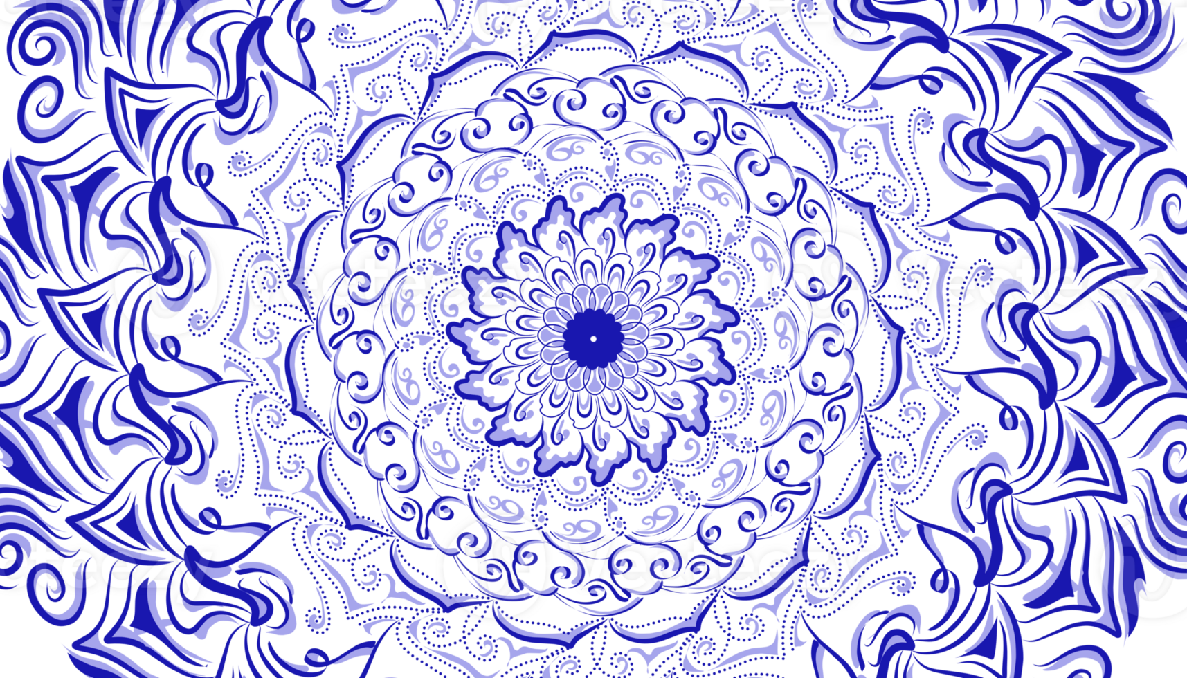 Illustration of a background with a mandala motif in blue and shadows png