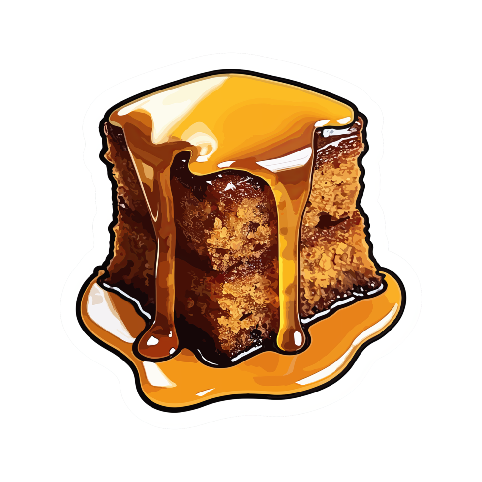 Hand Drawn Toffee Pudding Sticker Sweet And Delicious With Toffee Sauce Topping png