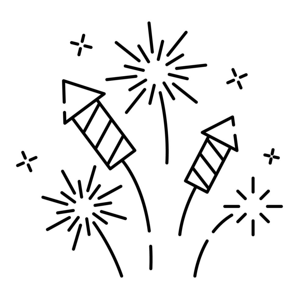 Fireworks line icon, outline vector sign, linear pictogram isolated on white. logo illustration. New year, christmas and celebration carnival. Happy new year.