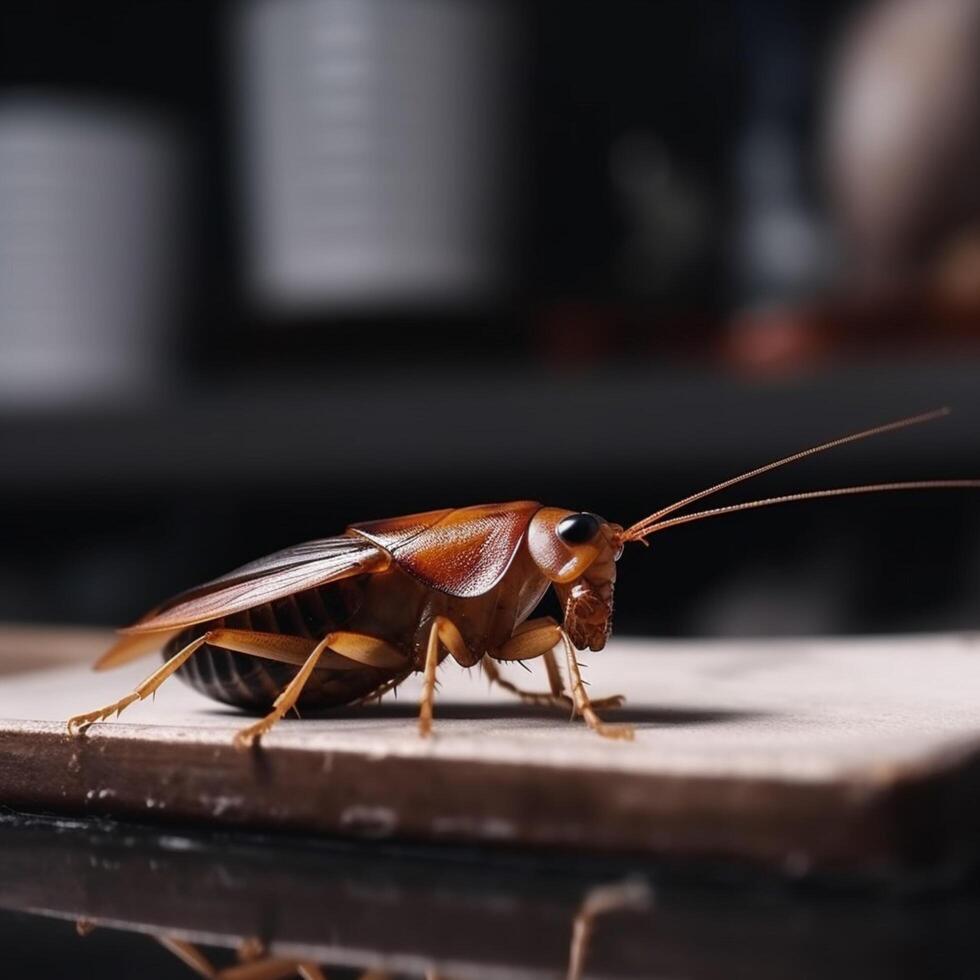 cucaracha en el mesa foto