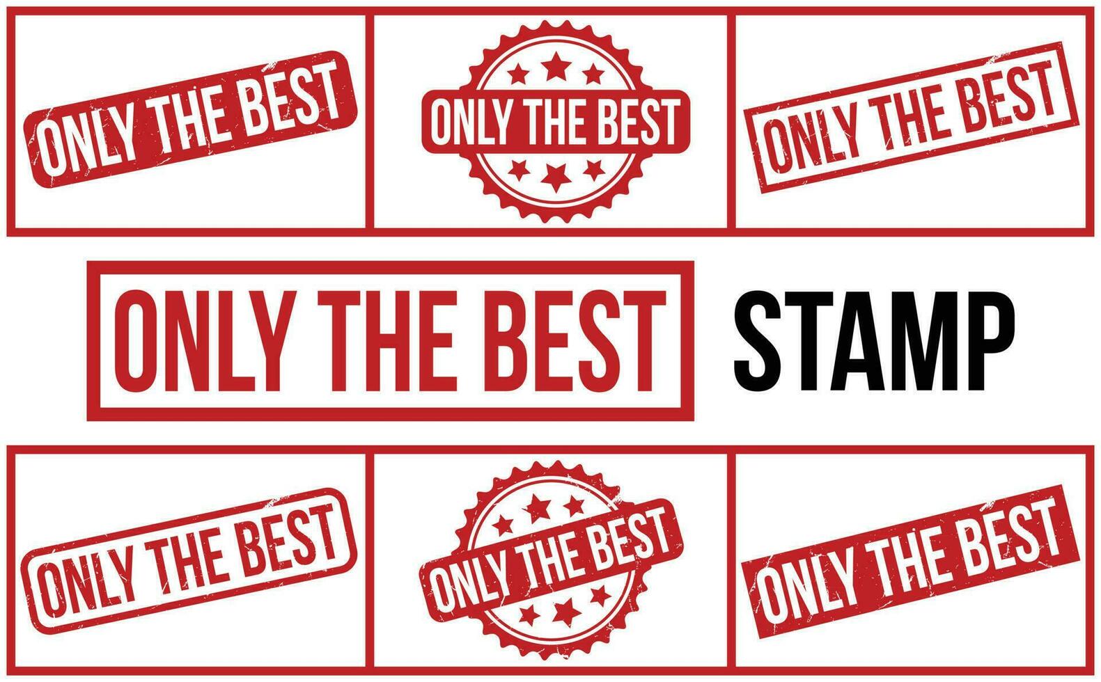 Red Only The Best Rubber Stamp Set Vector