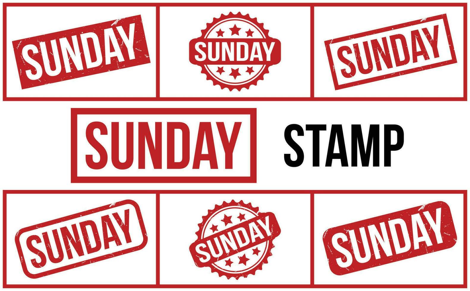 Sunday rubber grunge stamp set vector