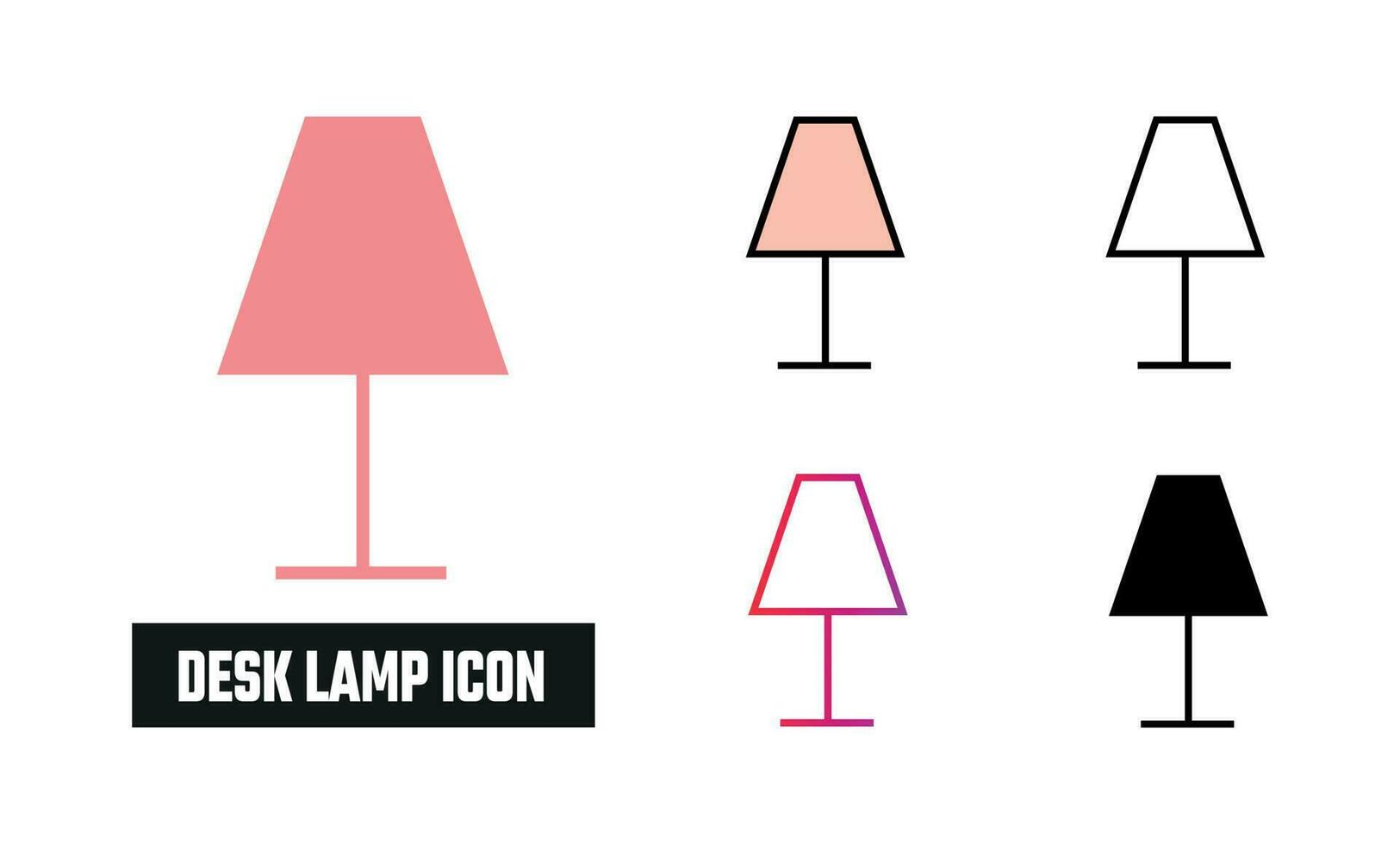 Desk Lamp Icon Set Vector Illustration