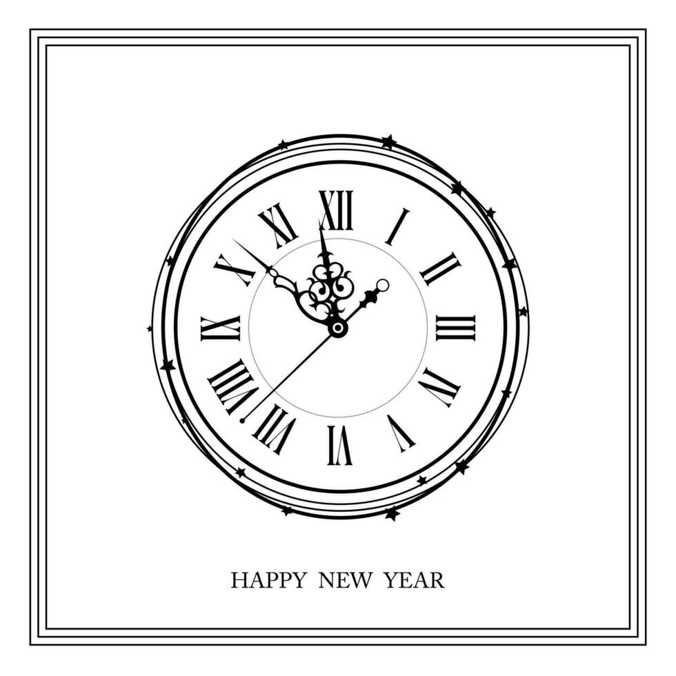 Clock and Happy new year vector