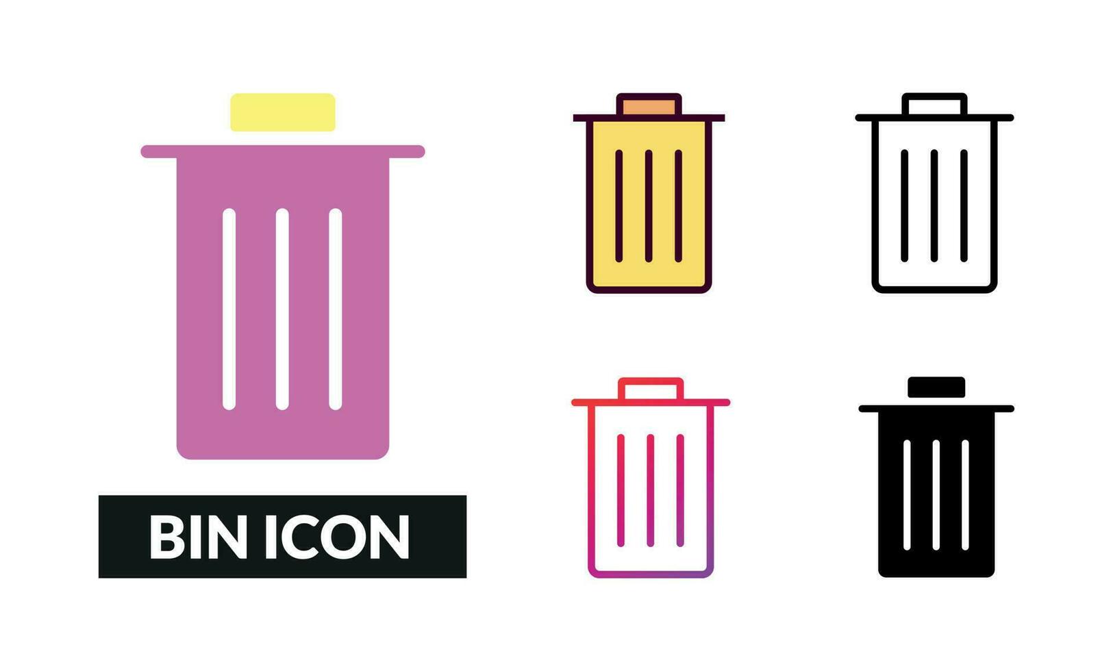 Bin Icon Set Vector Illustration